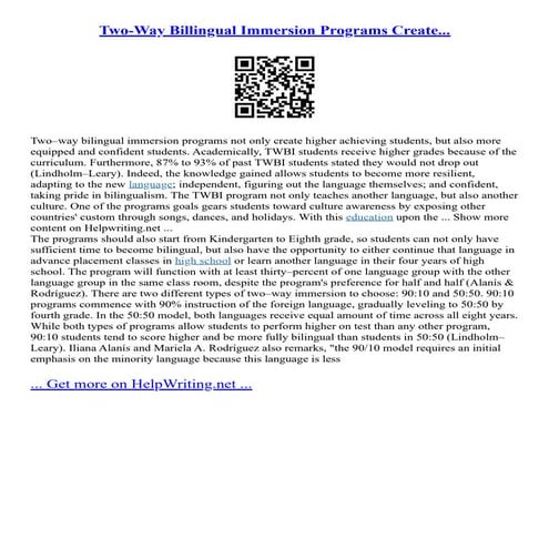Two-Way Billingual Immersion Programs Create...