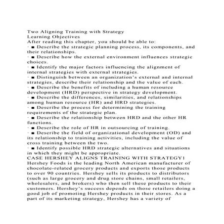 Two Aligning Training with StrategyLearning ObjectivesAfter re.docx