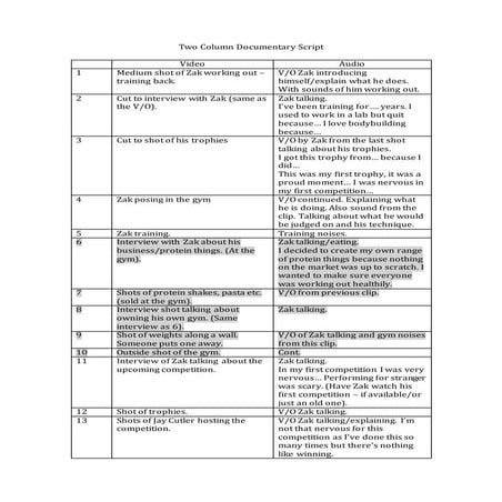 Two column documentary script