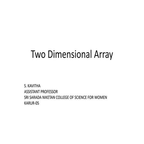 How to create a two-dimensional array in java | PPT