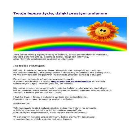 Twoje Lepsze Życie Dzięki Prostym Zmianom | PDF