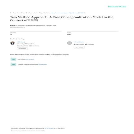 Two method approach: A case conceptualization Model in the context of EMDR Jongh