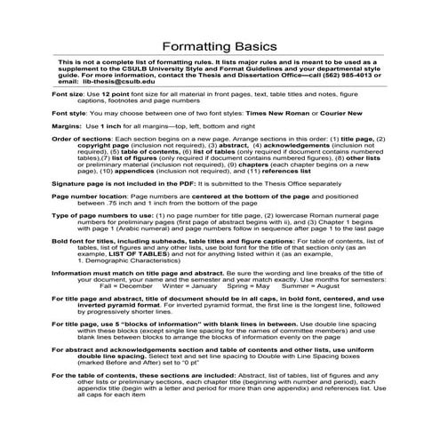 Two page summary of 2016 formatting rules