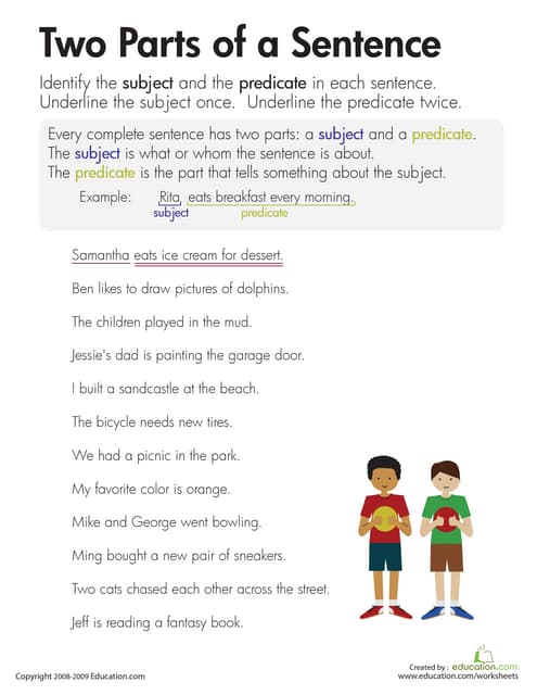 Two parts of a sentence