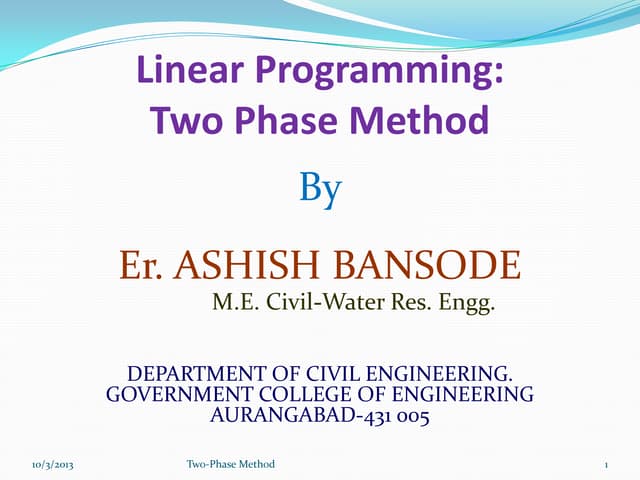 LINEAR PROGRAMMING