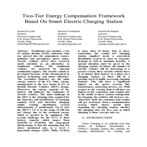 Two tier energy compansation framework based on smart electric charging station