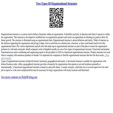 Two Types Of Organizational Structure