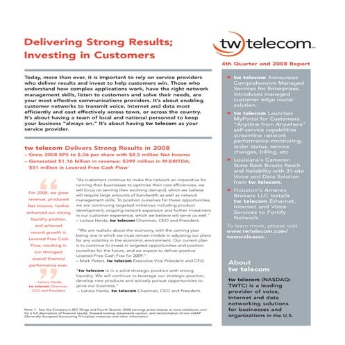 tw telecom 2008 Financial Strength