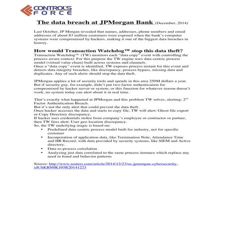 Transaction Watchdog by Controls Force Use Study