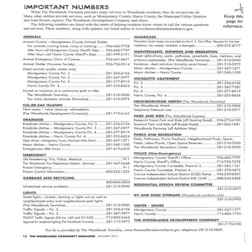 The Woodlands Important Numbers