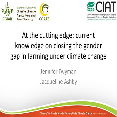 At the cutting edge: current knowledge on closing the gender gap in farming u...