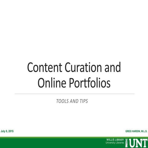Content Curation and Online Portfolios: Tools and Tips