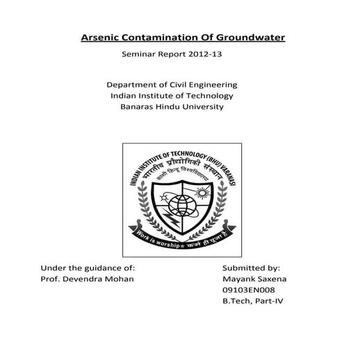 arsenic contamination of groundwater