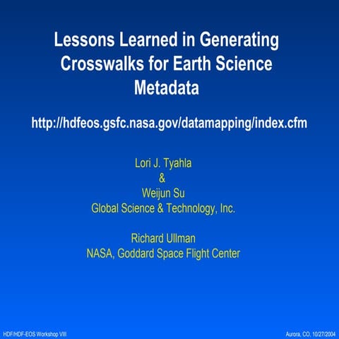 Lessons Learned in Generating Crosswalks for Earth Science Metadata