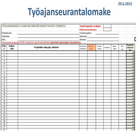 Tuntilista S hkoinen Esimerkki