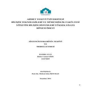 SİSTEM İSTERLERİNİN TESPİTİ 