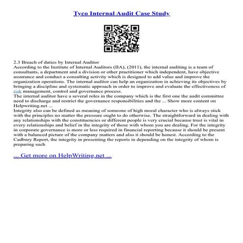 Tyco Internal Audit Case Study