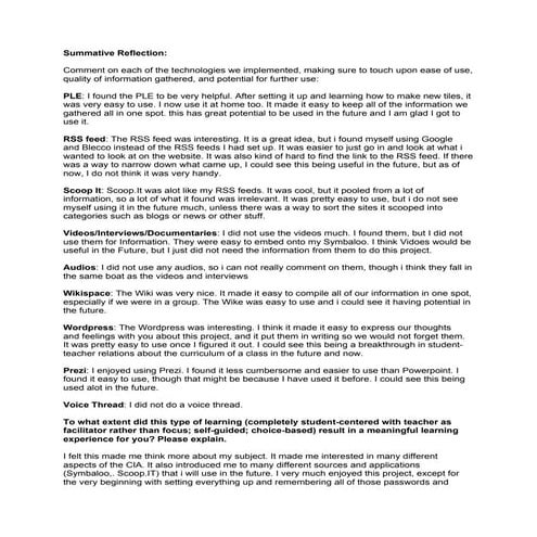 Tylers Summative Reaction