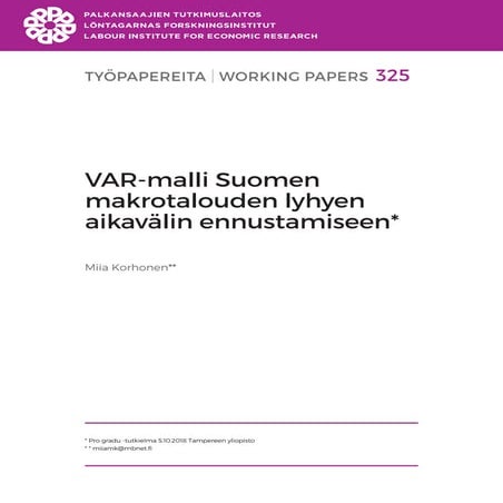 VAR-malli Suomen makrotalouden lyhyen aikavälin ennustamiseen