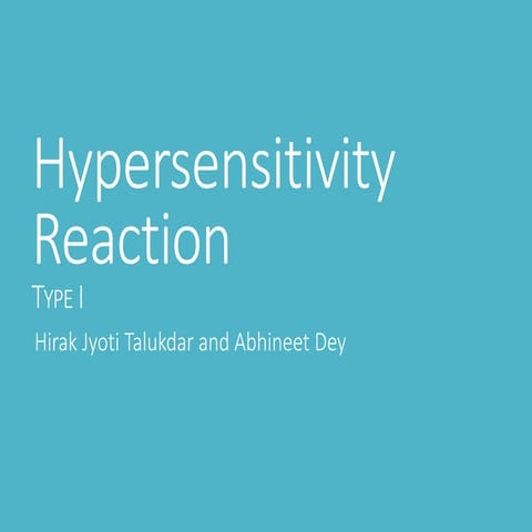 Type I Hypersensitivity Reaction