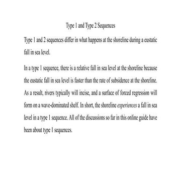 Type 1 and Type 2 Sequences Sequence stratigraphy