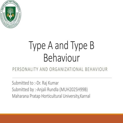 Understanding Type A & Type B Personality Behaviors in Organizational ...