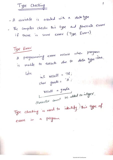 Type checking in Compiler Construction