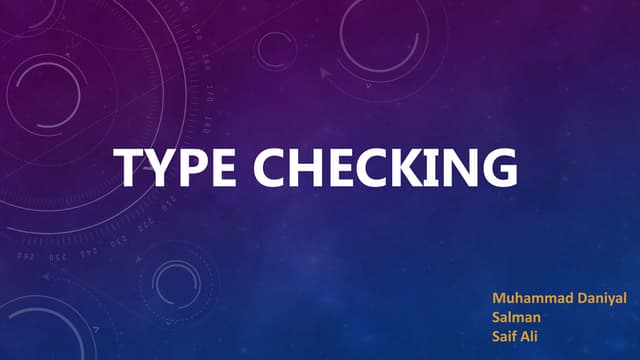 Type checking compiler construction Chapter #6