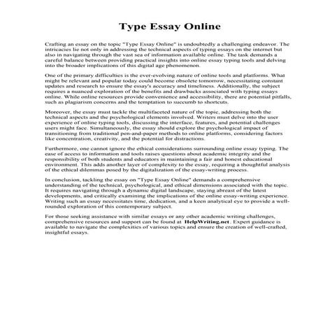 Type Essay Online. Harrington College of Design