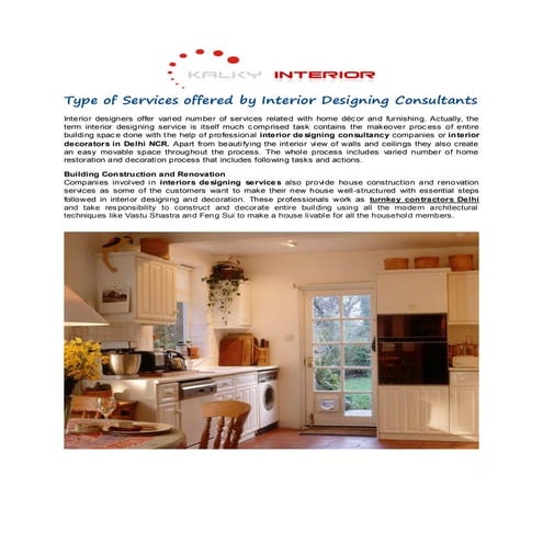 Type of services offered by interior designing consultants | PDF
