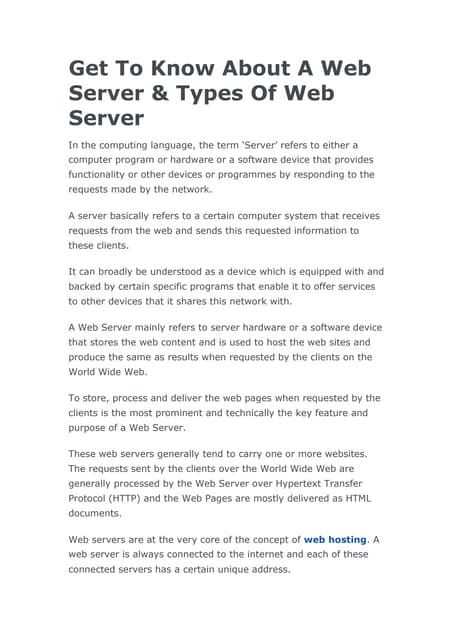 Purpose and principles of web server and application server | PDF