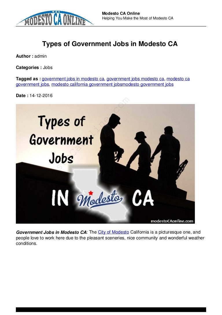 Types of Government Jobs in Modesto CA