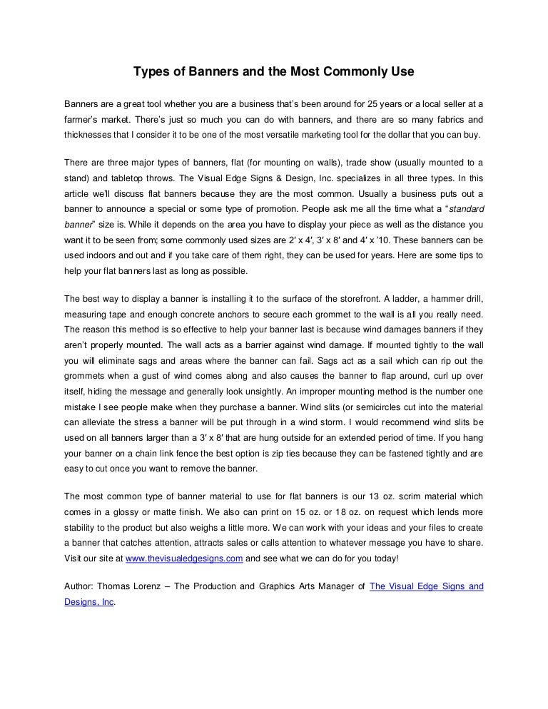 Types of banners and the most commonly use