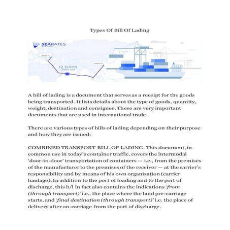 Types of bill of lading