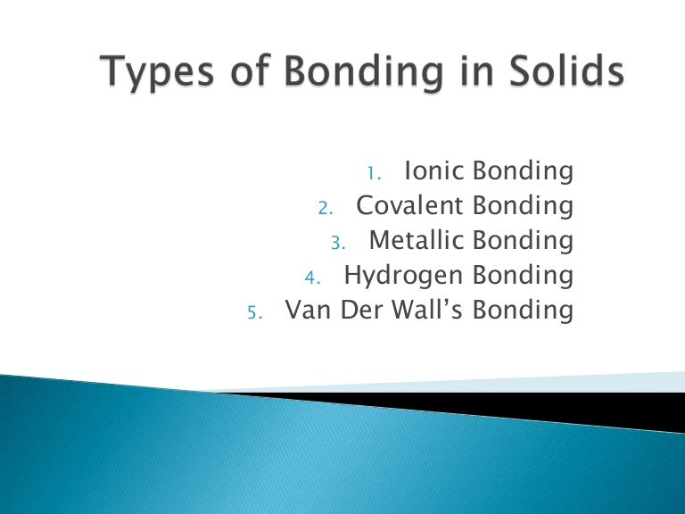 Types of bonding in solids