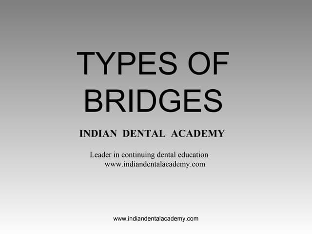 Types of bridges/fixed orthodontics...