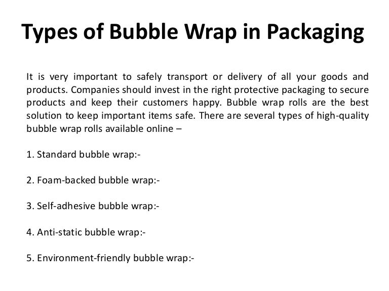 Types of Bubble Wrap in Packaging