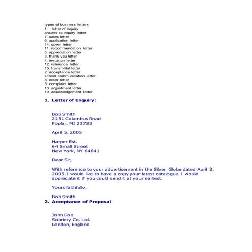Types of business letters