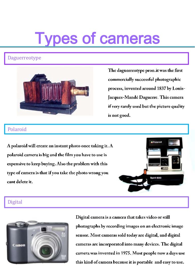 Types of cameras unit 9
