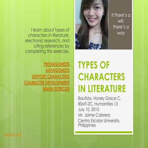 Types of Character in Literature -- Honey Bautista