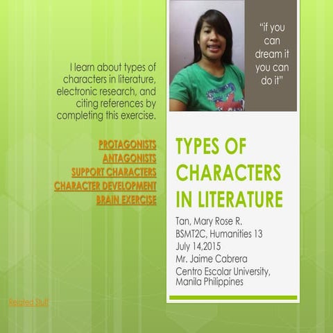 Types of characters in literature  mary rose tan bsmt2c