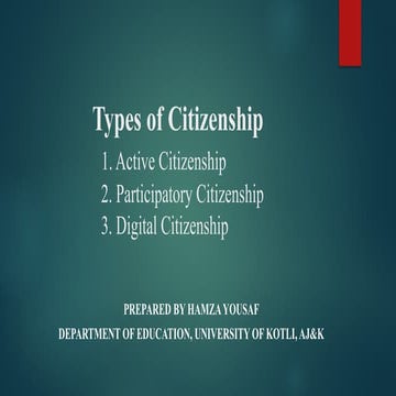 Types of Citizenship, active, participatory and digital citizenship