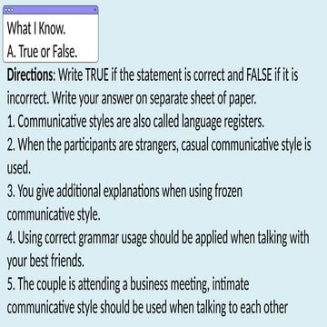 Types of Communicatative Styles in English