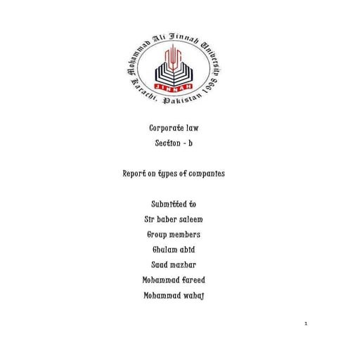 Types of Companies under Company Ordinance 1984