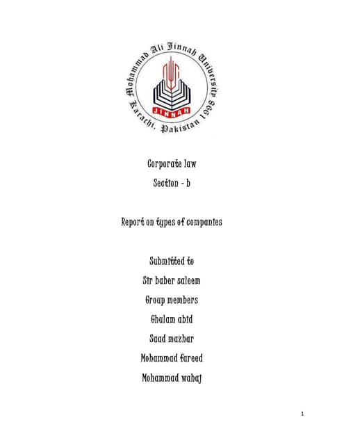 Types of Companies under Company Ordinance 1984