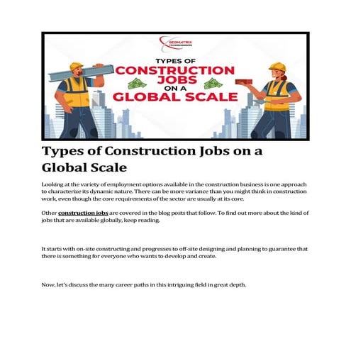 Types of Construction Jobs on a Global Scale