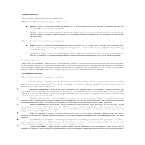 Types of coordination