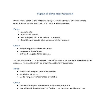 Types of data and research EF | DOCX | Education