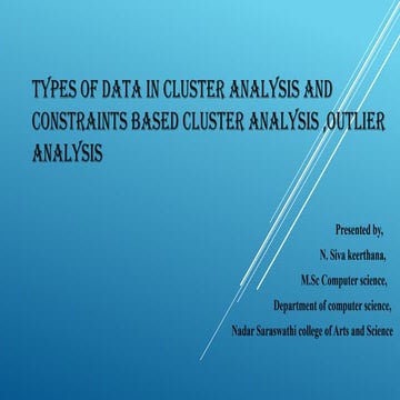 Types of data in cluster analysis and Constraints