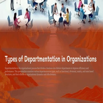 Types of Departmentation in management of principles